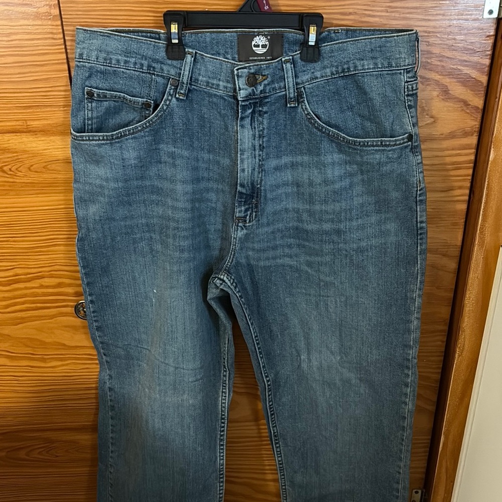 Timberland Blue Relaxed Jeans with Faded Wash